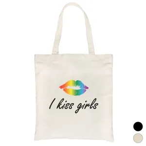 LGBT Kiss Girls Rainbow Lips Canvas Bag