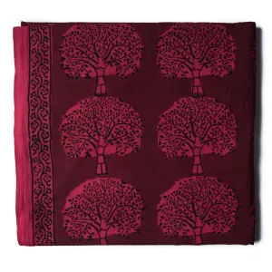Maroon & Black Bagh Handblock Printed Cotton Fabric