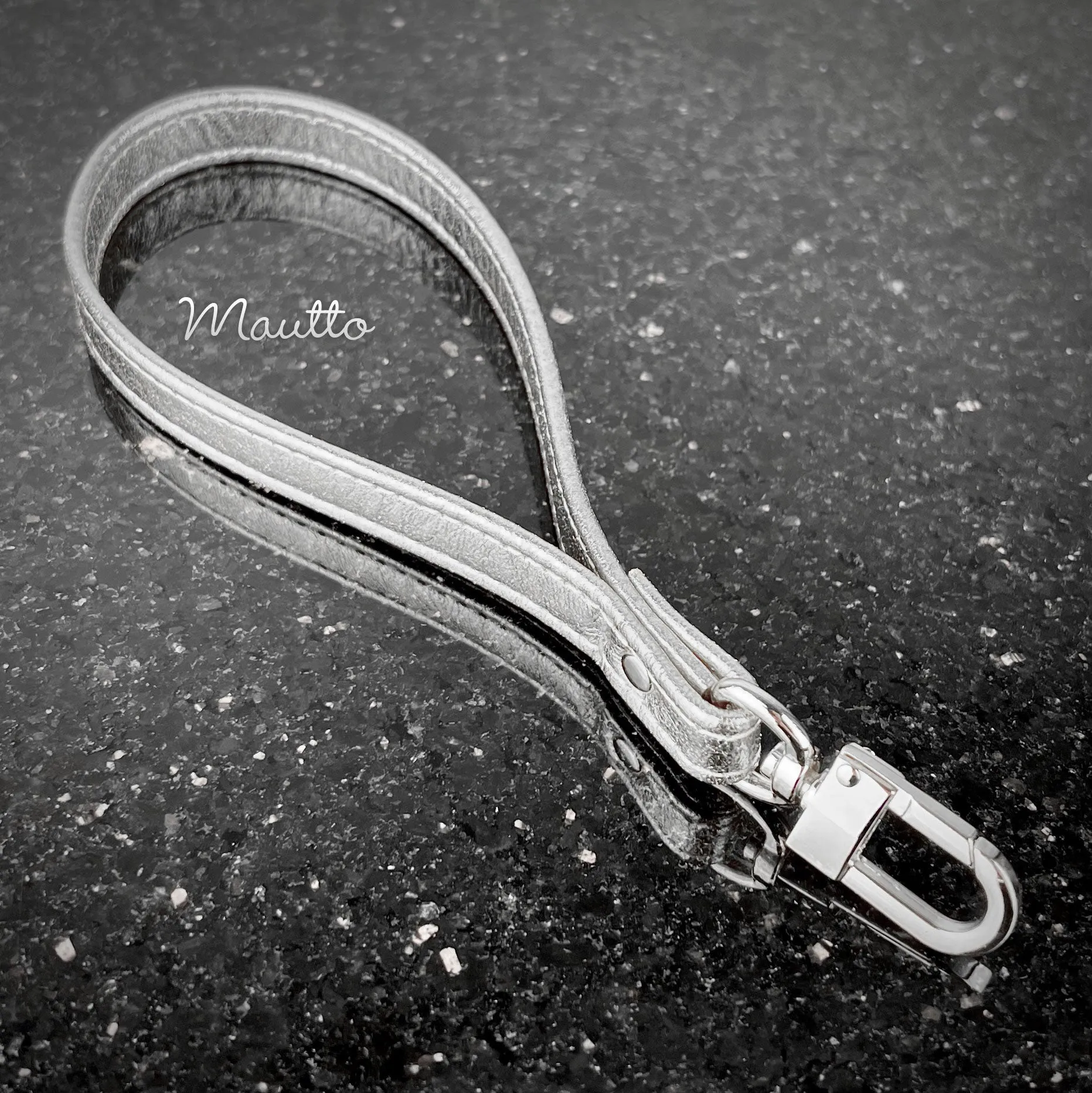Metallic Leather Wrist Strap & Keychain Accessory - Gold, Beige or Silver Glamorous Shiny Leather