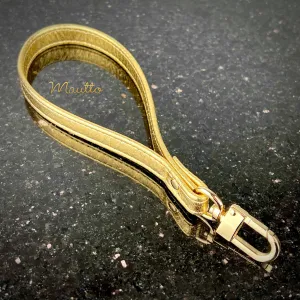 Metallic Leather Wrist Strap & Keychain Accessory - Gold, Beige or Silver Glamorous Shiny Leather