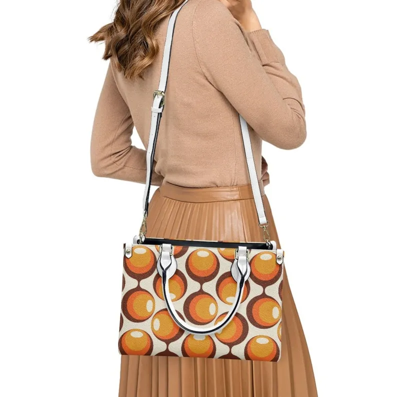 Mid Century Handbag, Mod Purse, Mod 60s handbag, 60s style handbag, Mod orange opt art bag, Space Age Handbag, 60s Purse, Orange Purse