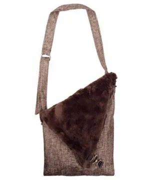 Naples Messenger Bag - Liam in Brown Upholstery with Cuddly Faux Fur in Chocolate (SOLD OUT)