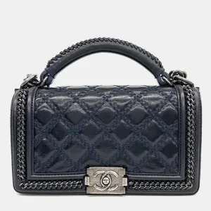Navy Blue Boy Medium Top Handle Bag