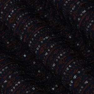 Navy Blue Color Raw Silk Embroidery Fabric