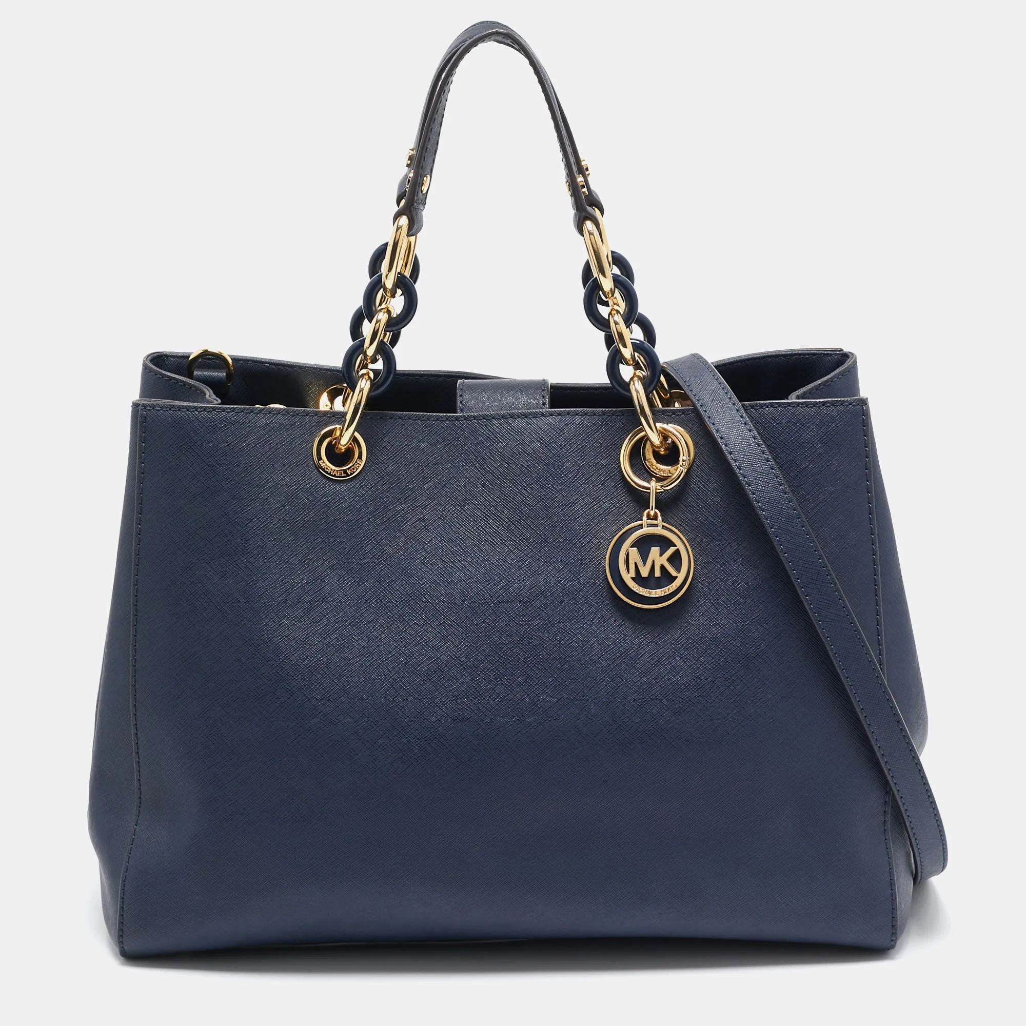 Navy Blue Leather Cynthia Tote