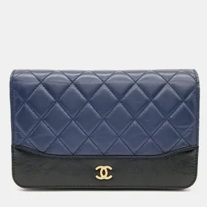 Navy Blue Leather Gabrielle WOC Mini Crossbody Bag
