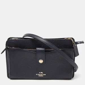 Navy Blue Leather Noa Pop Up Crossbody Bag