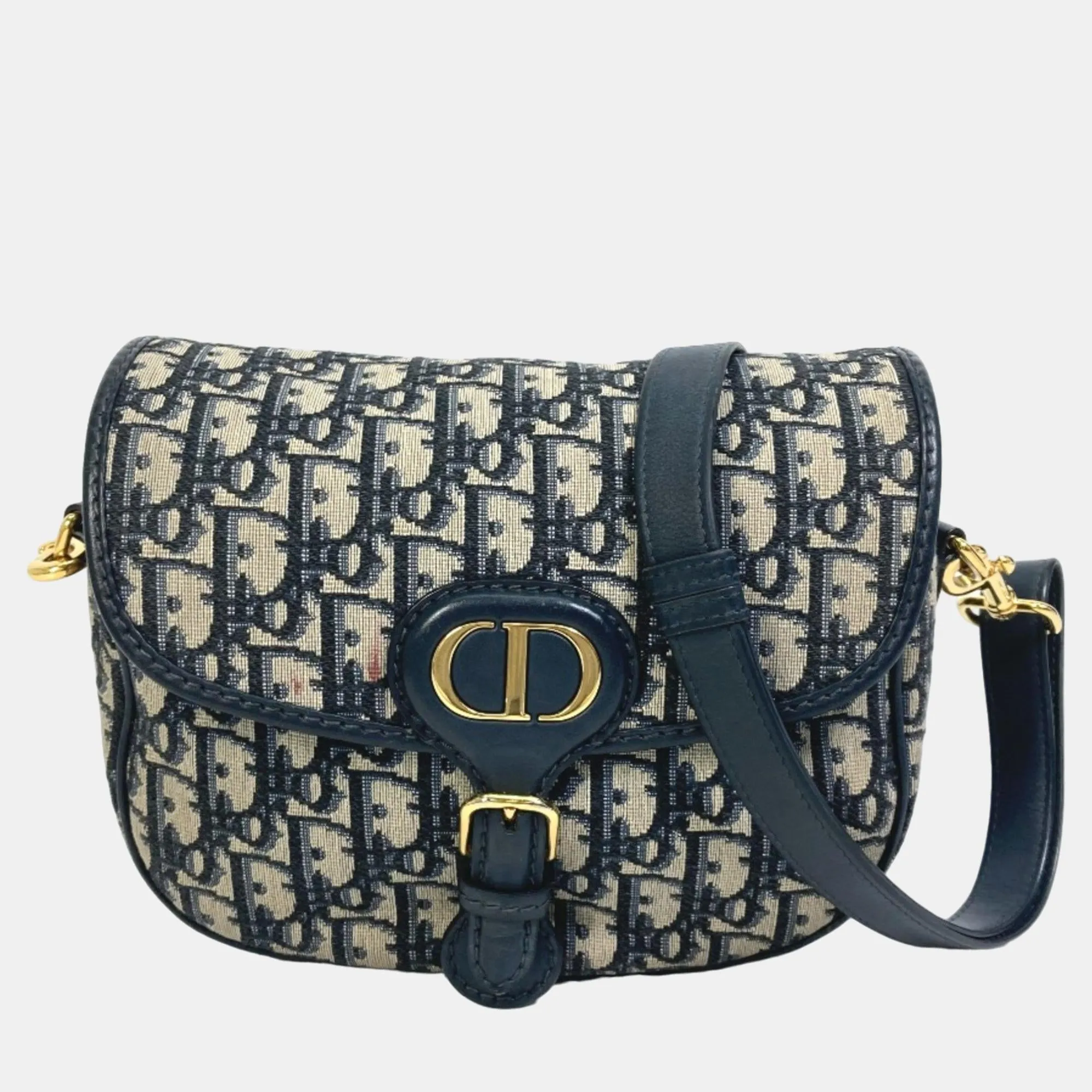 Navy Blue Oblique Canvas Medium Bobby Shoulder Bag