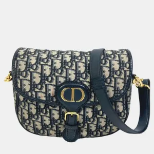 Navy Blue Oblique Canvas Medium Bobby Shoulder Bag