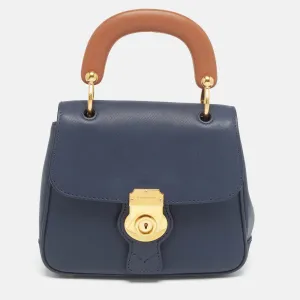 Navy Blue/Brown Leather DK88 Top Handle Bag