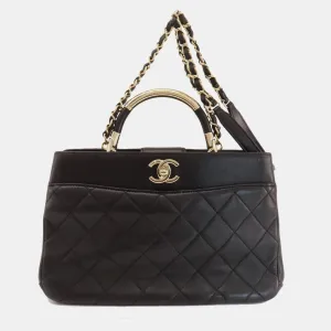 Navy Caviar Leather Large Filigree Shoulder Bag