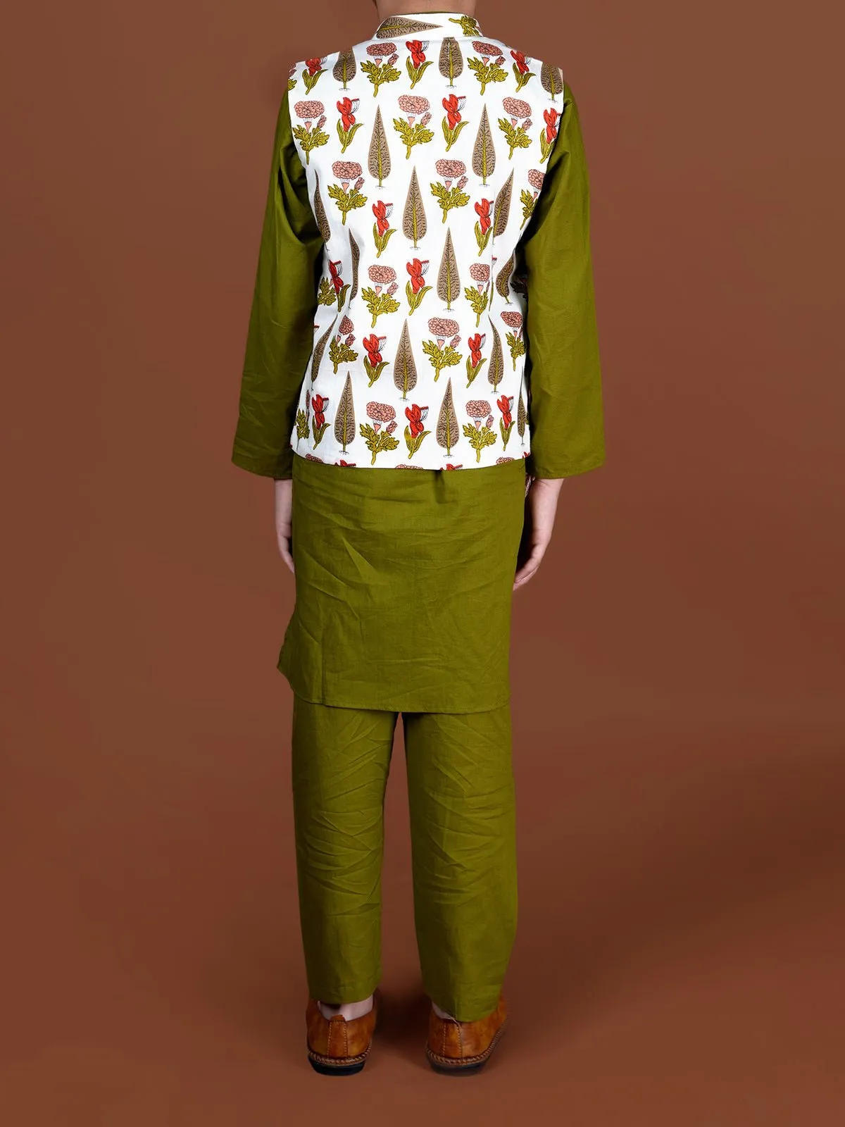 Nehru Jacket-Kurta Set Olive
