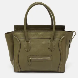 Olive Green Leather Shoulder Luggage Tote