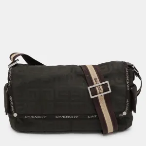 Olive Green Signature Nylon Flap Crossbody Bag