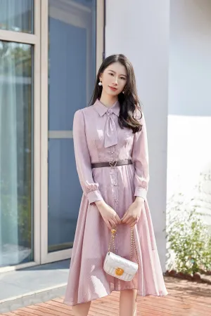 Pink Bow Tie Waist Maxi Dress