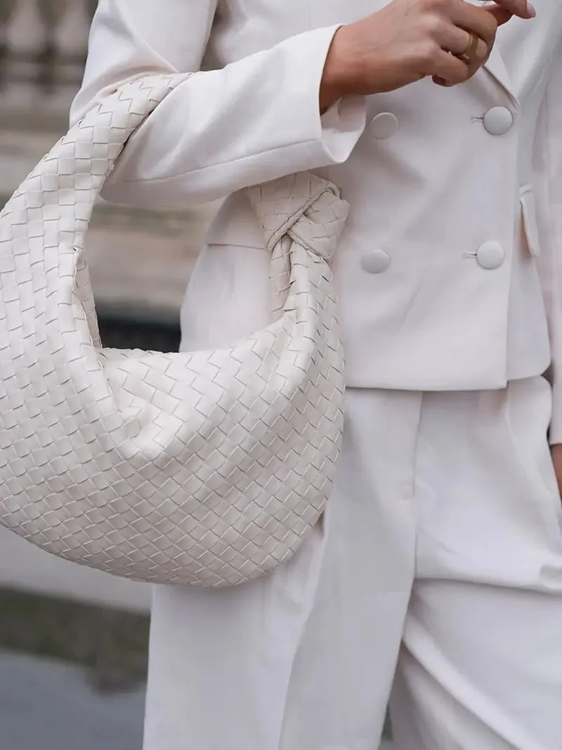 Piper | Compact Woven Handbag with Knot Handle | Medium size