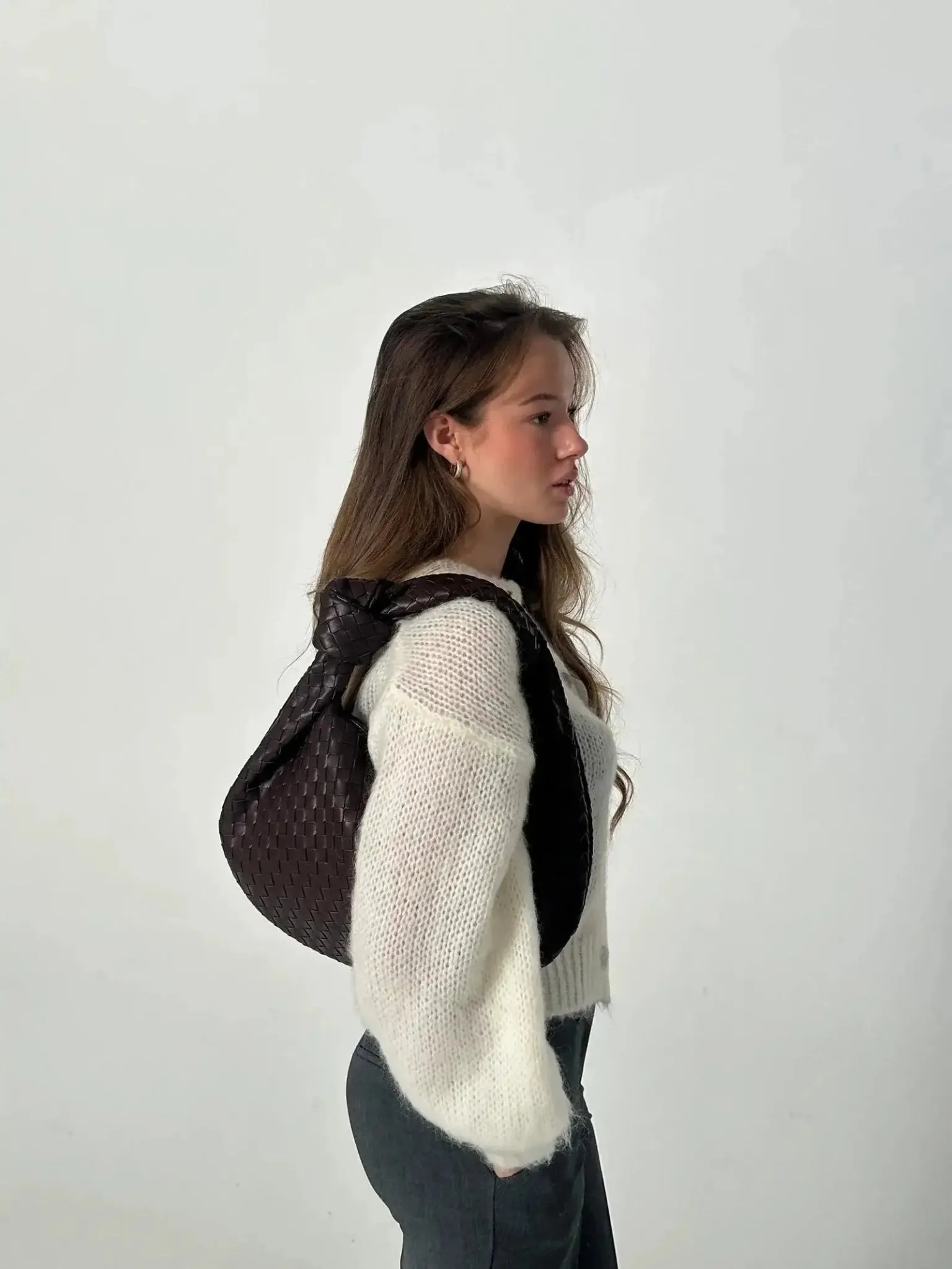 Piper | Compact Woven Handbag with Knot Handle | Medium size
