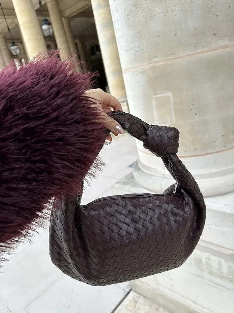 Piper | Compact Woven Handbag with Knot Handle | Medium size