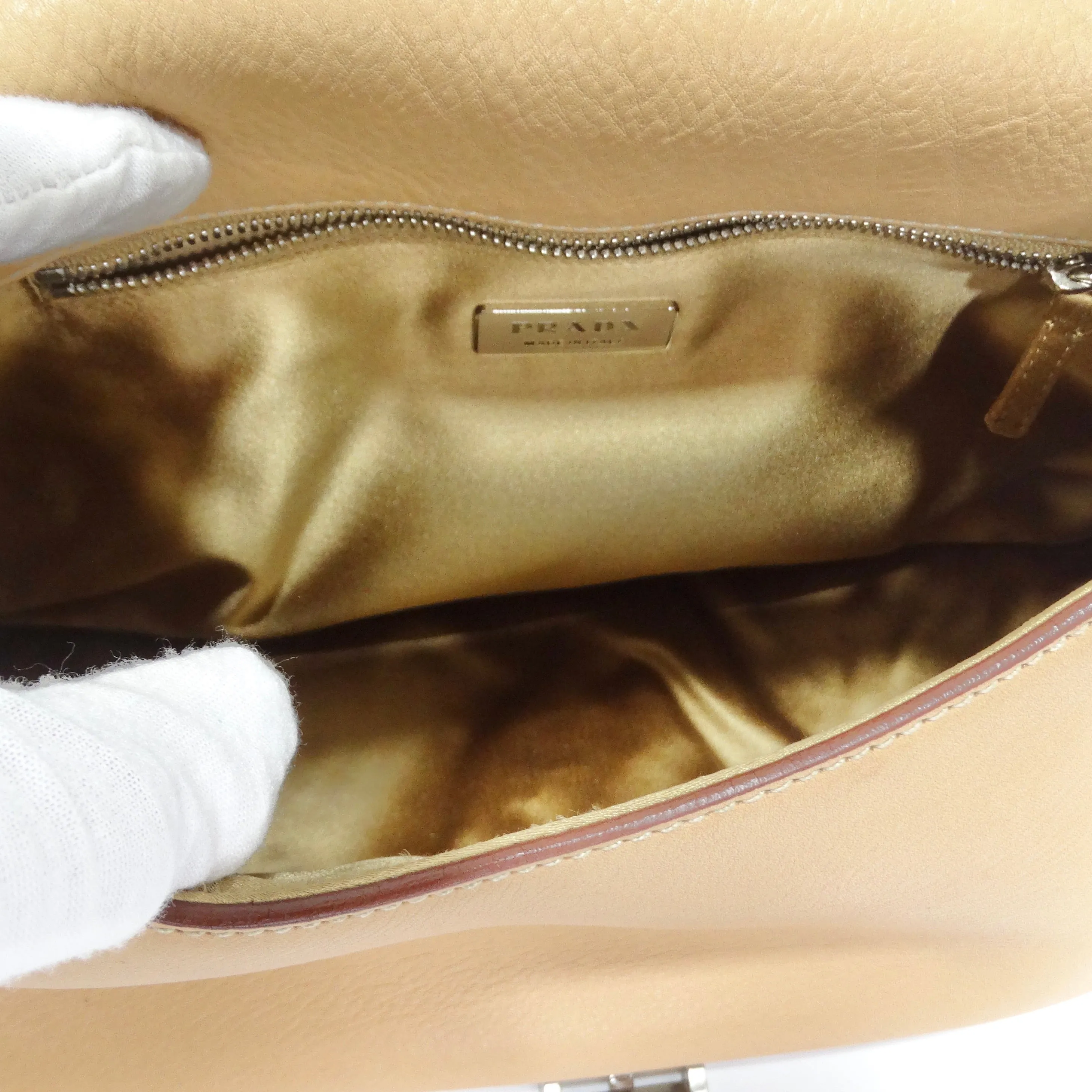 Prada 2000s Camel Leather Top Handle Bag