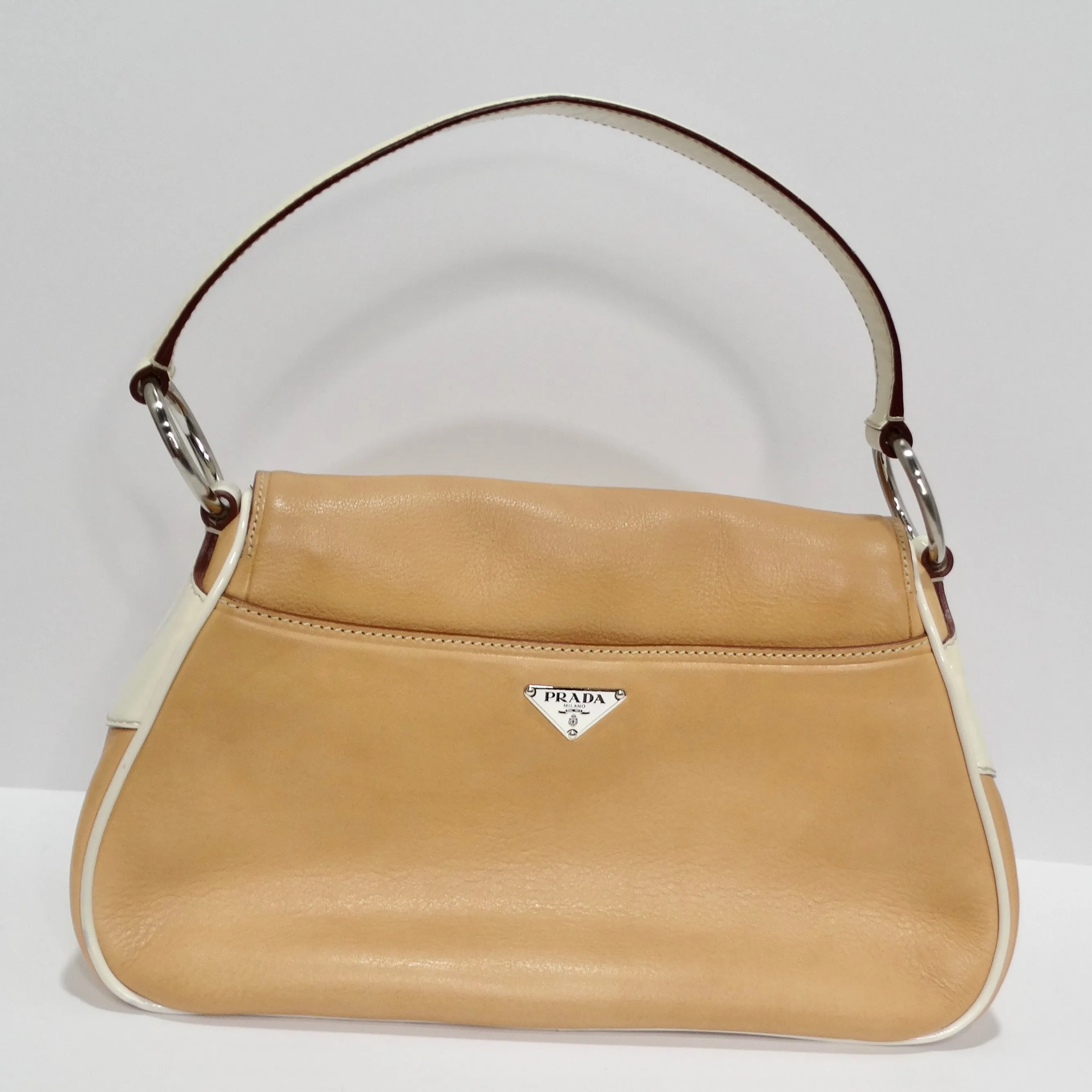 Prada 2000s Camel Leather Top Handle Bag