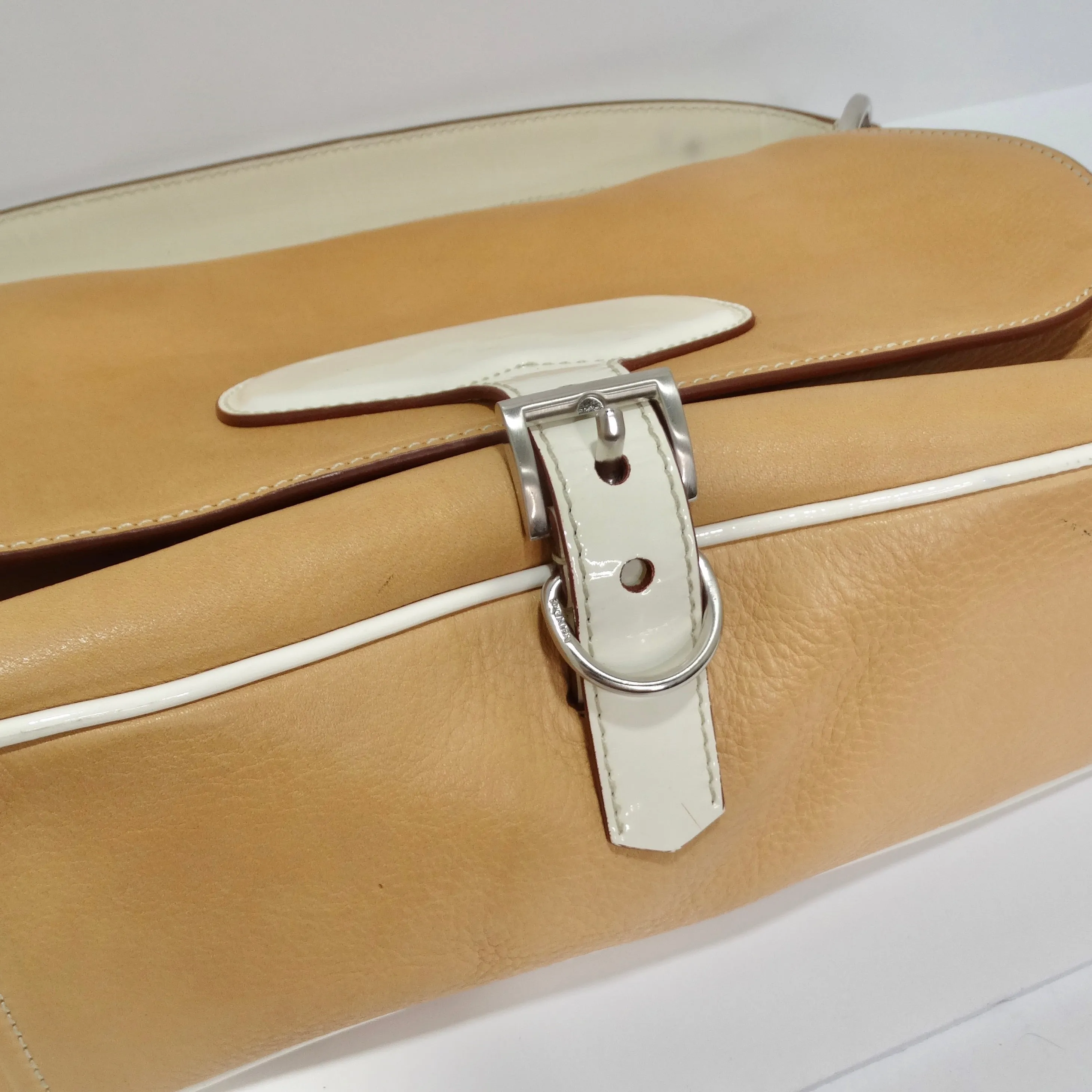 Prada 2000s Camel Leather Top Handle Bag