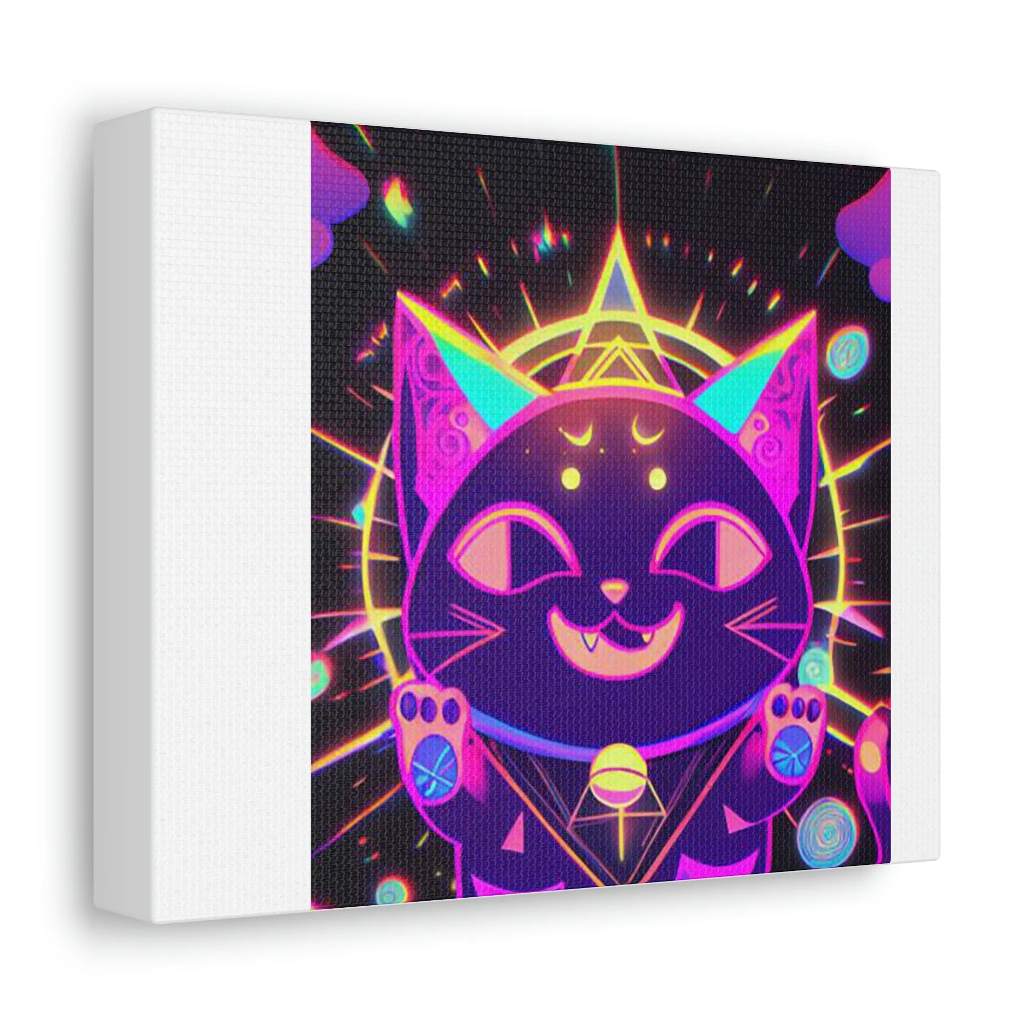 Purple Cat Stretched Canvas