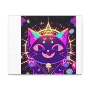 Purple Cat Stretched Canvas