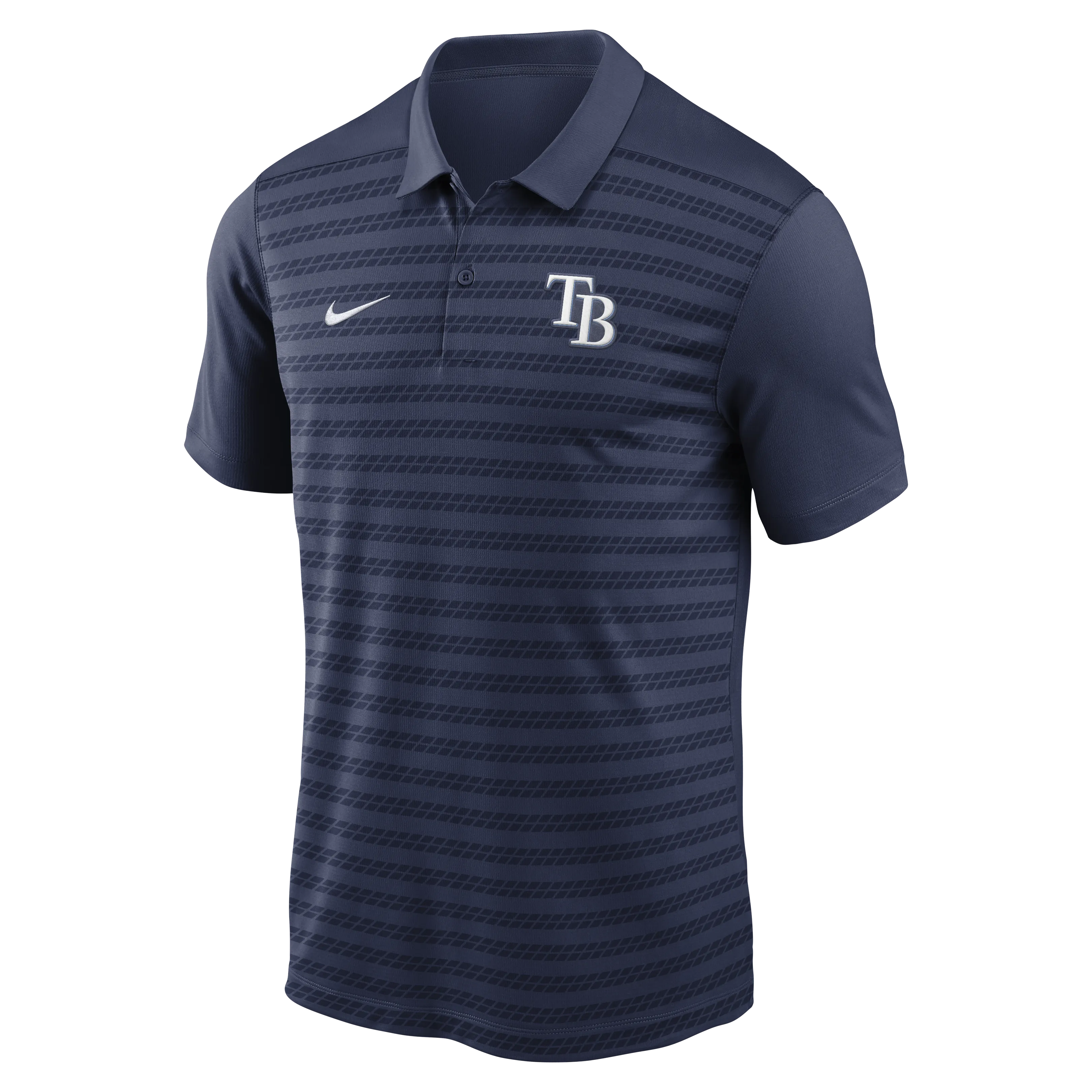 Rays Men's Nike 2025 Navy Authentic Collection Victory Striped Performance Polo