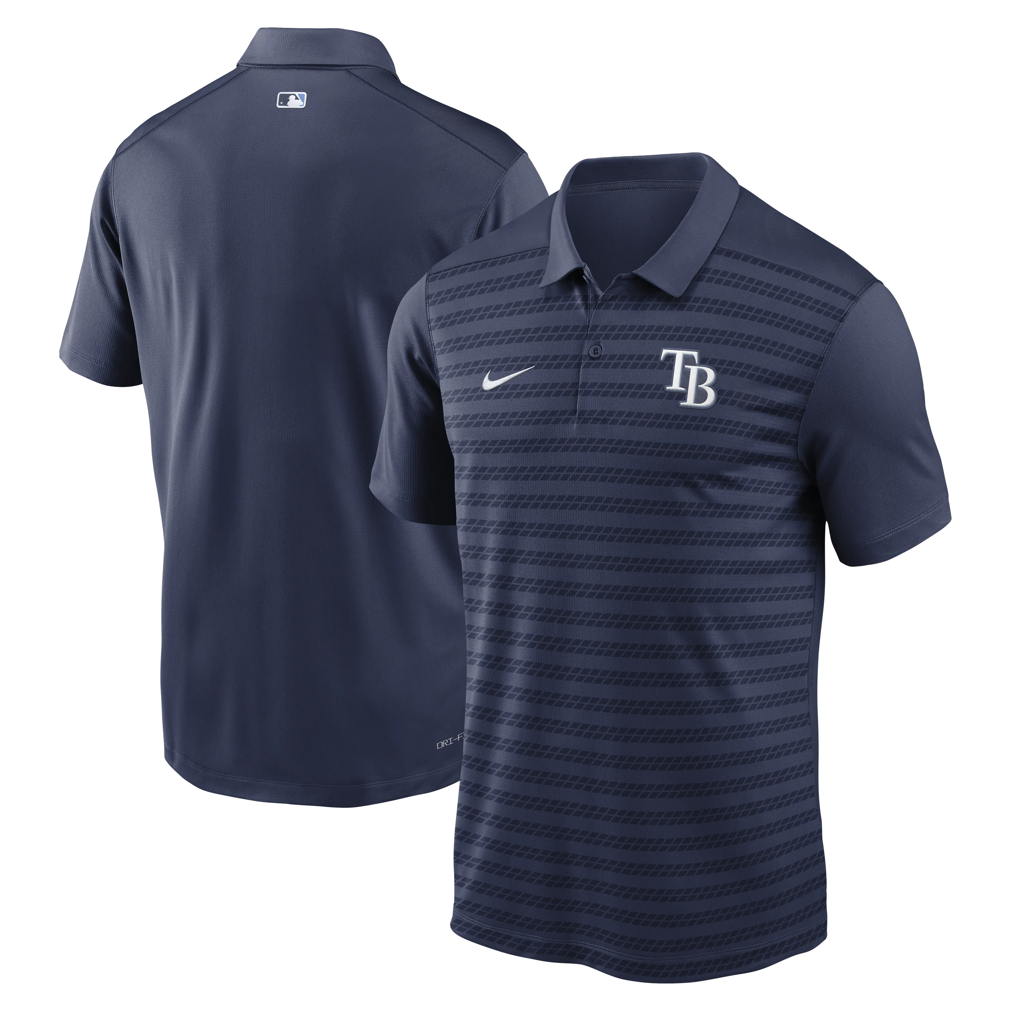 Rays Men's Nike 2025 Navy Authentic Collection Victory Striped Performance Polo