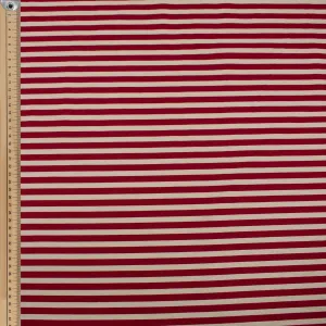 Red Natural Medium Stripe Cotton Canvas Print