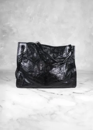 Saint Laurent Crinkled Calfskin Matelasse Monogram Niki Shopper Tote