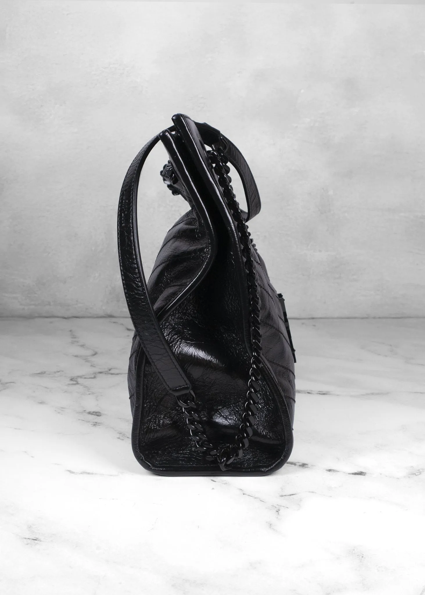 Saint Laurent Crinkled Calfskin Matelasse Monogram Niki Shopper Tote