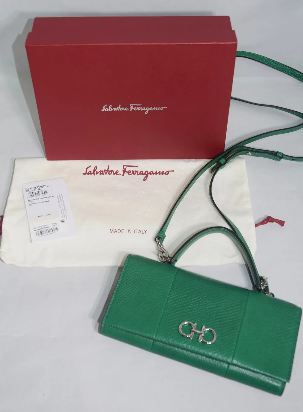 Salvatore Ferragamo | Gancini Mini Bag Emerald Green Leather Reptile