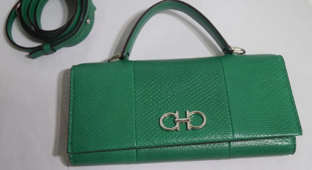 Salvatore Ferragamo | Gancini Mini Bag Emerald Green Leather Reptile