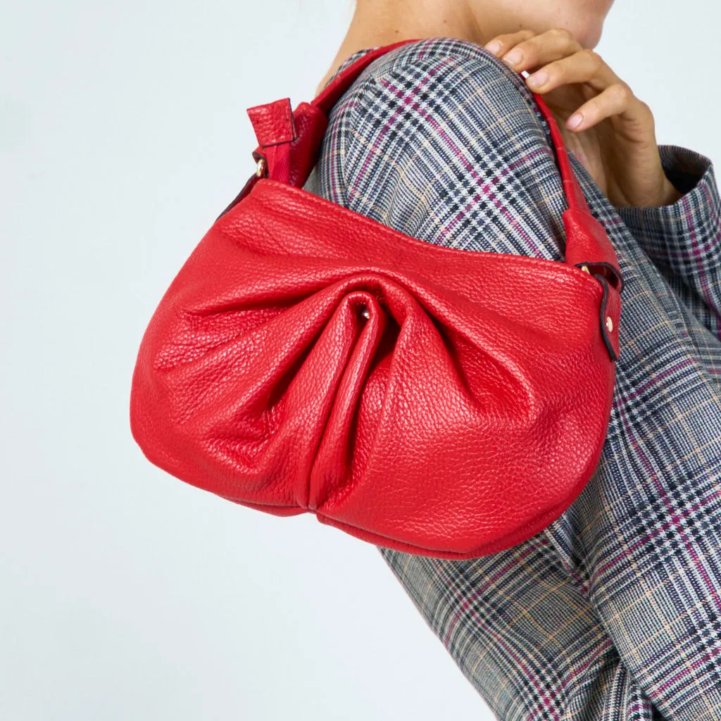 Soft leather pleated shoulder bag wholesale