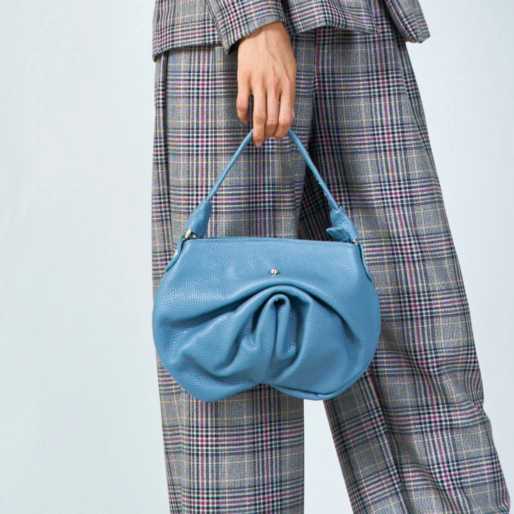 Soft leather pleated shoulder bag wholesale