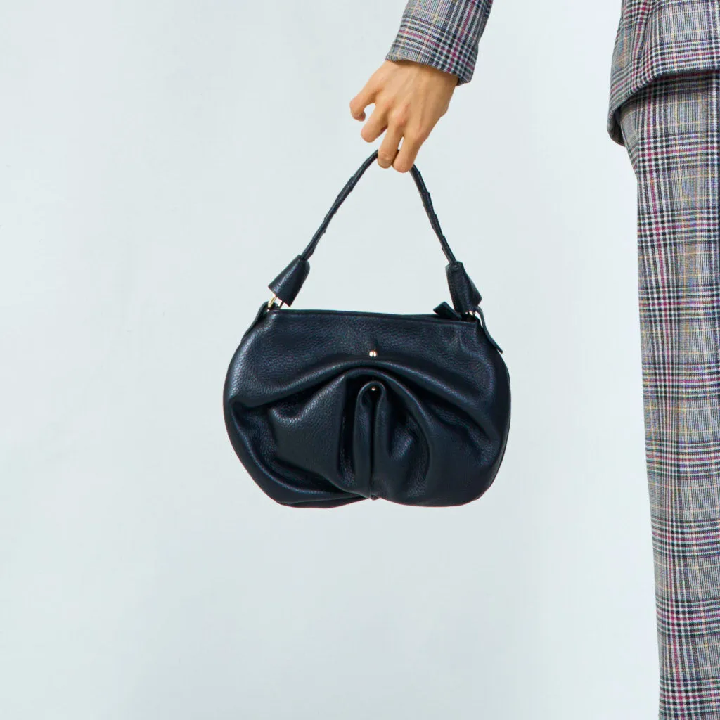 Soft leather pleated shoulder bag wholesale