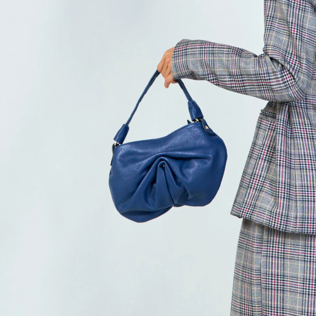 Soft leather pleated shoulder bag wholesale