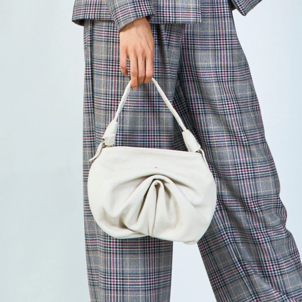 Soft leather pleated shoulder bag wholesale