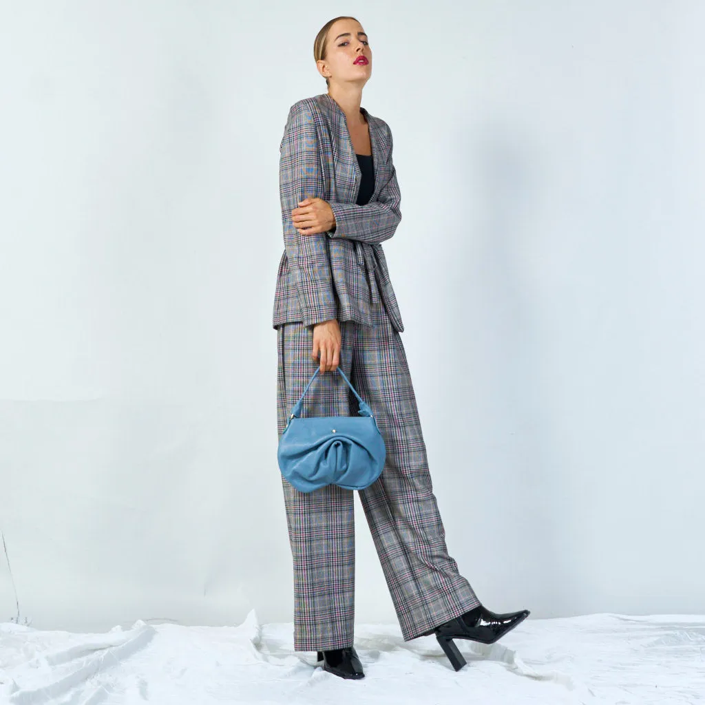 Soft leather pleated shoulder bag wholesale