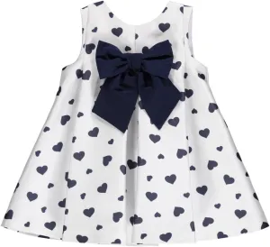 Vestido Com Corações Azuis Marinho E Laço Azul Marinho