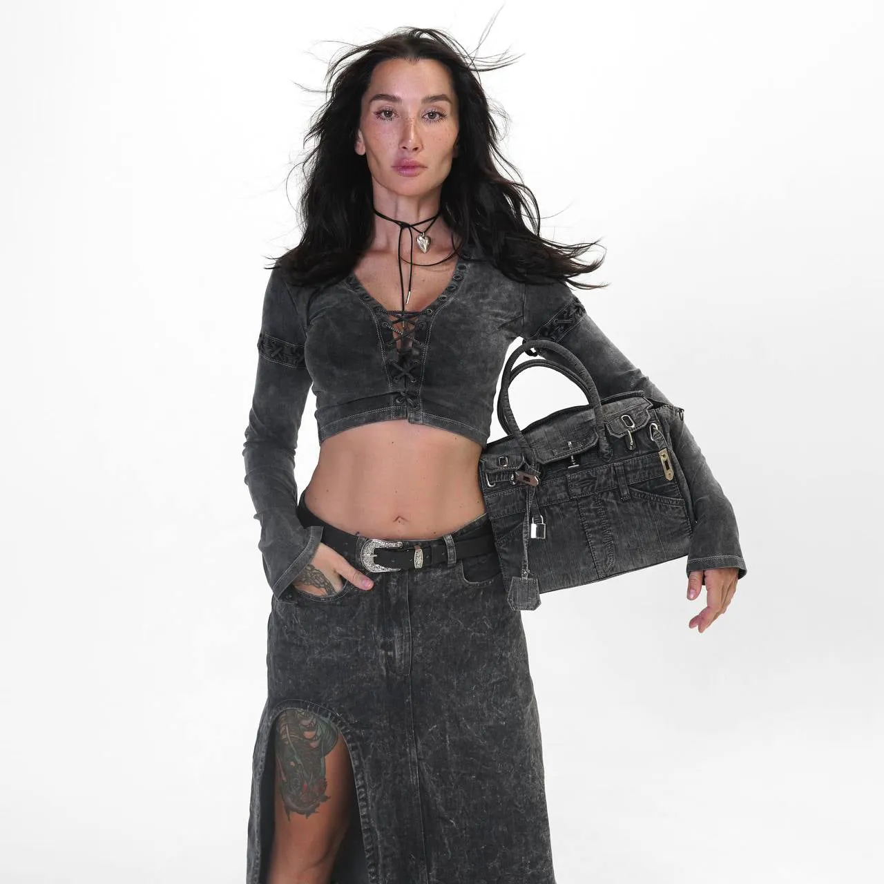 Vintage denim bag S