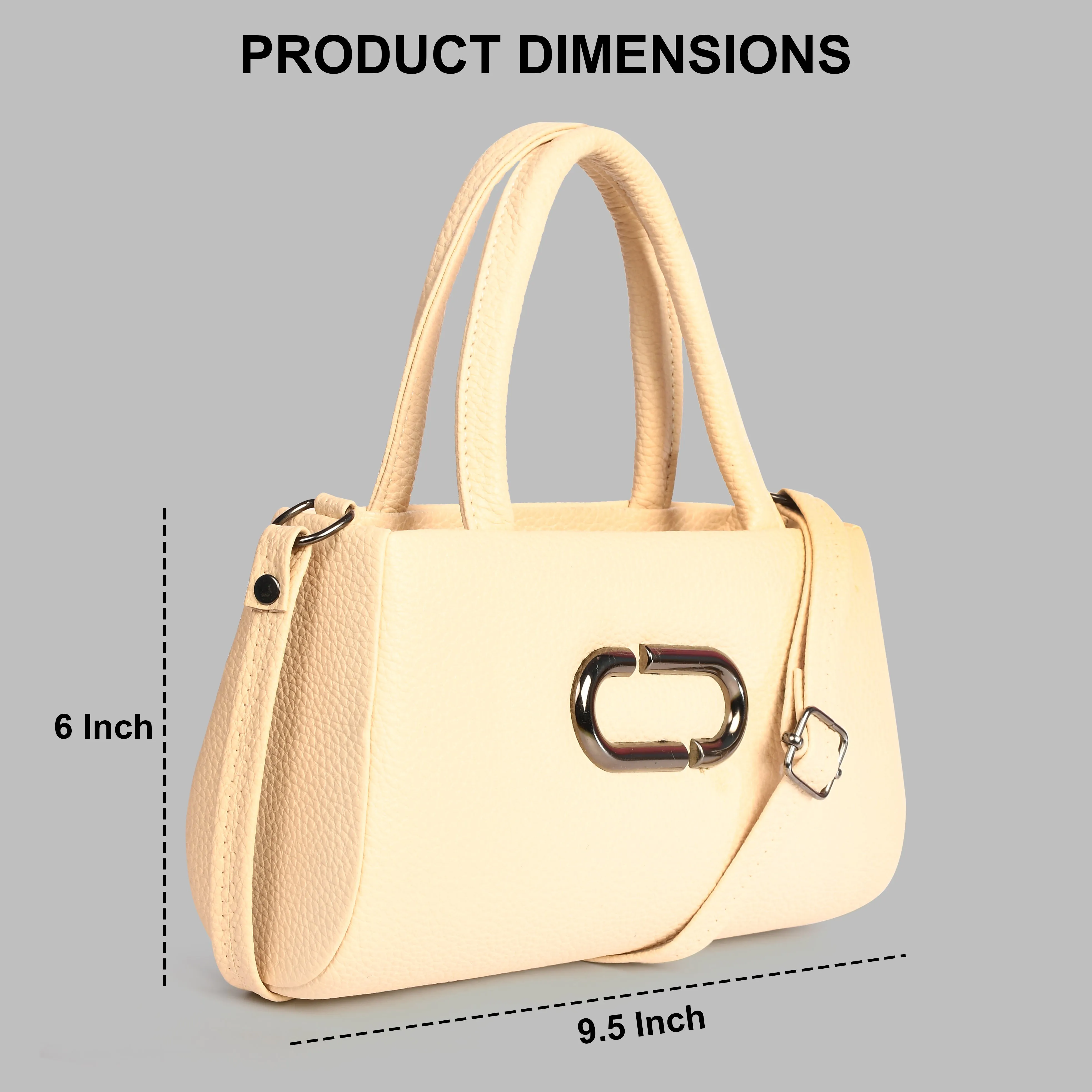 Women Leather Sling bag With Handle - Cream
