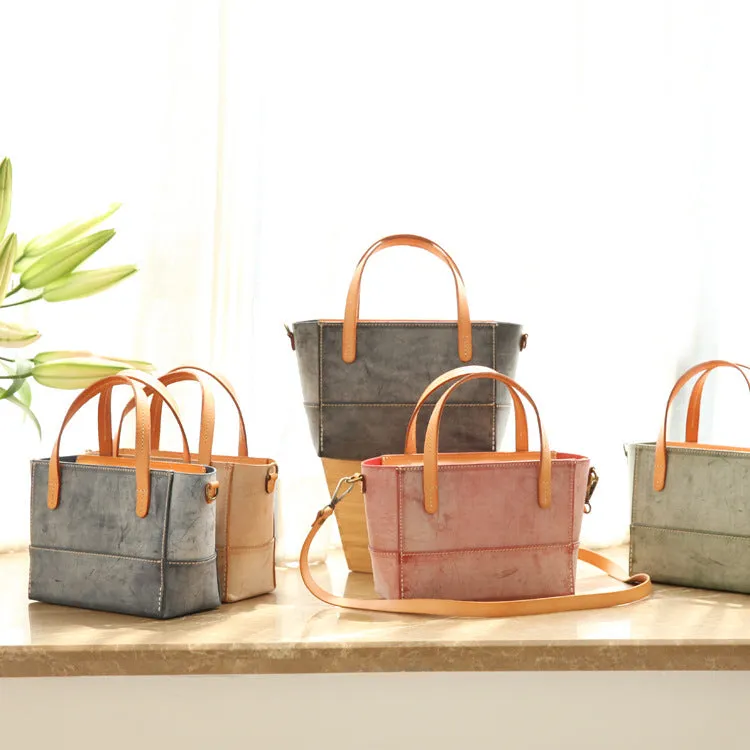 Women's Leather Small Satchel Handbags Purse