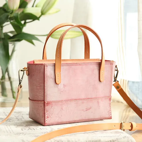 Women's Leather Small Satchel Handbags Purse