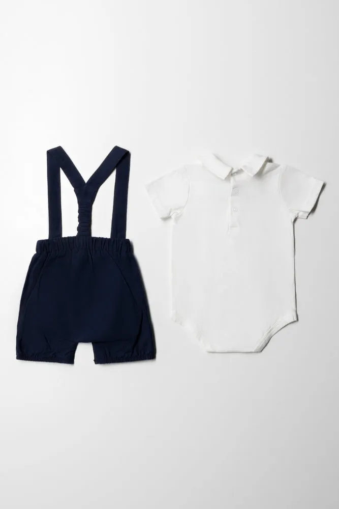 Woven Occasion Dungaree Boy Navy